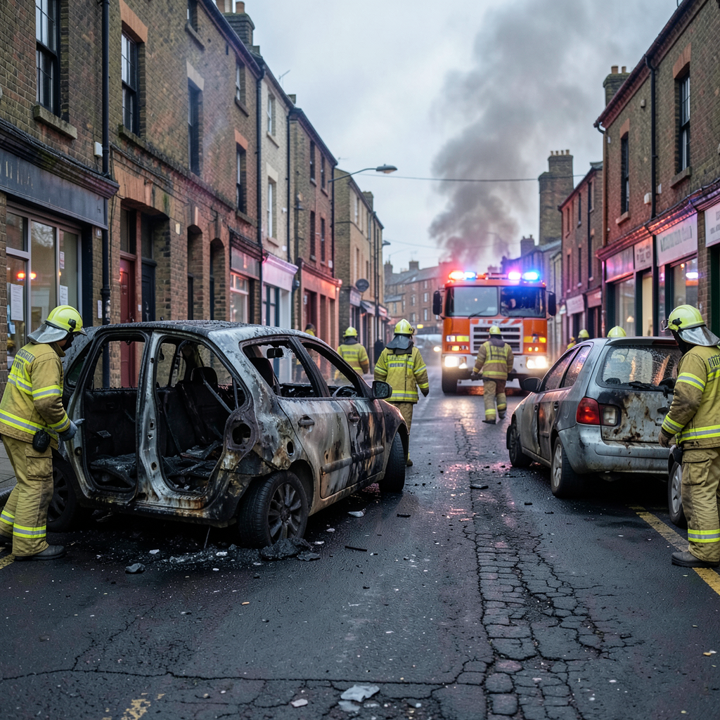 Fire crews tackle vehicle fire on Sackville Street, Bradford